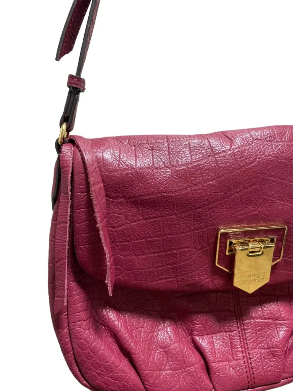Aimee Kestenberg Genuine Leather Shoulder Bag Red One Size Preppy Classic Cute